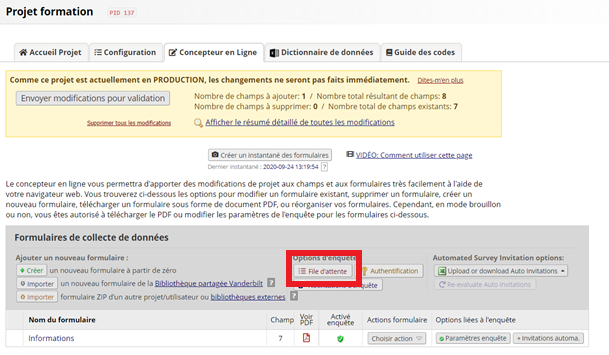 Invitation pour plus d'un formulaire