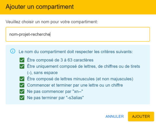 Ajout compartiment nom projet